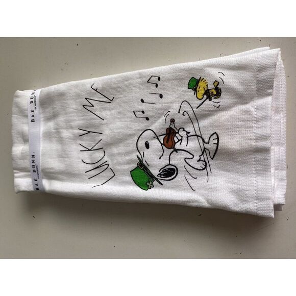 2 Pack Peanuts Rae Dunn Snoopy Woodstock LUCKY ME St Patrick Day Kitchen Towels - Picture 9 of 12